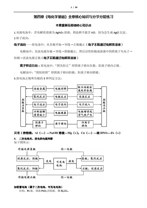 人教版选修4第四章《电化学基础》核心知识与全章分节分层练习 +答案+全解全析