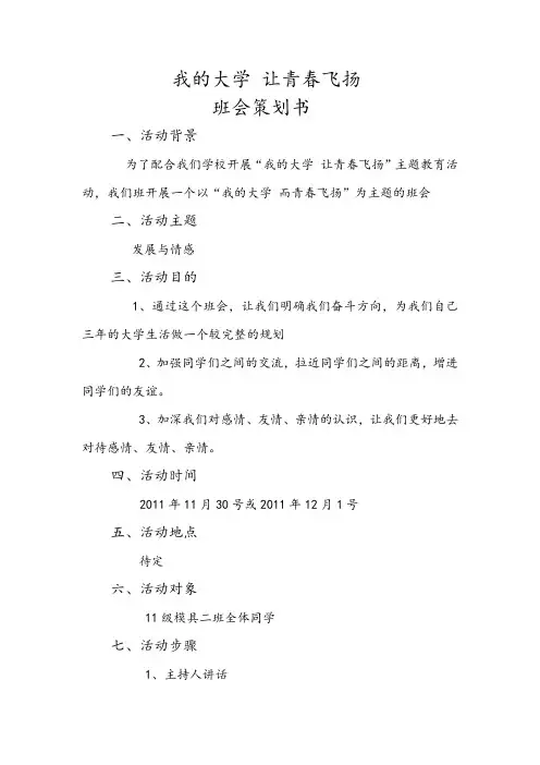 我的大学让青春飞扬的策划书