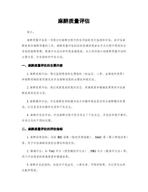 麻醉质量评估