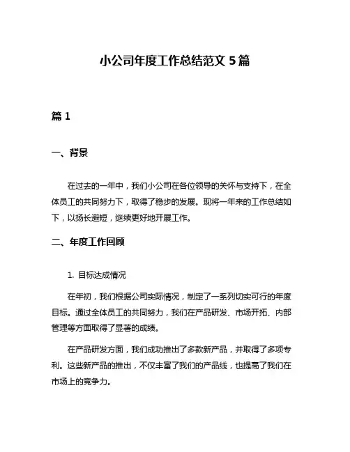 小公司年度工作总结范文5篇