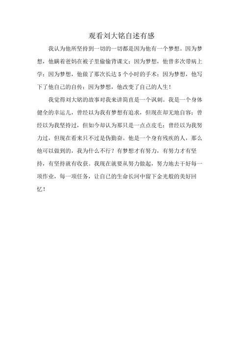 观看刘大铭自述有感