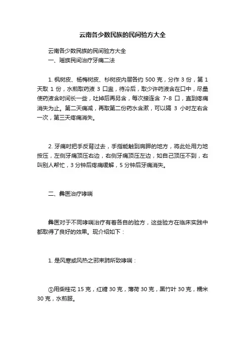 云南各少数民族的民间验方大全
