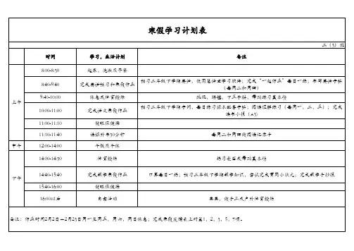寒假计划表