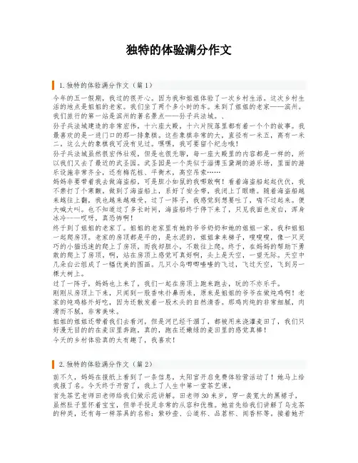 独特的体验满分作文