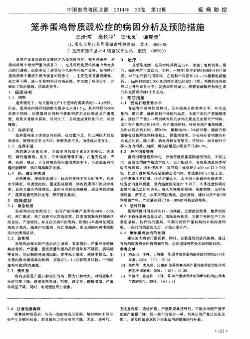 笼养蛋鸡骨质疏松症的病因分析及预防措施