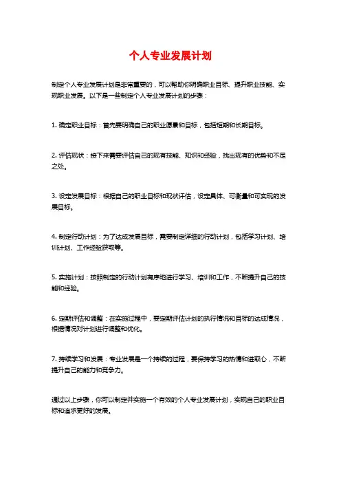 个人专业发展计划