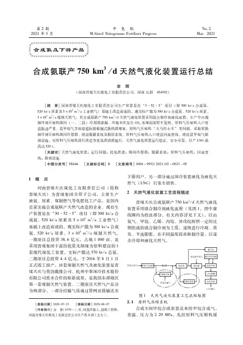 合成氨联产750km^(3)d天然气液化装置运行总结