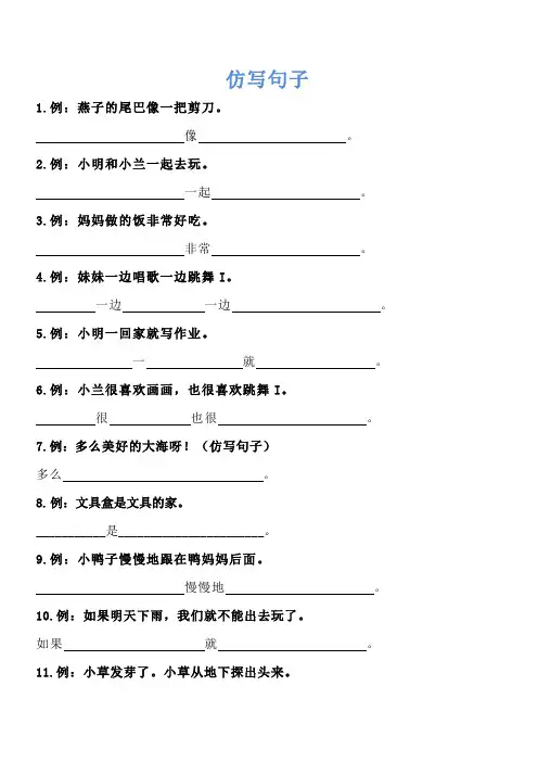 一二年级仿写句子专项练习题