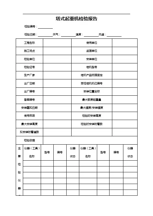 塔式起重机检验报告JGJ305~2013附录