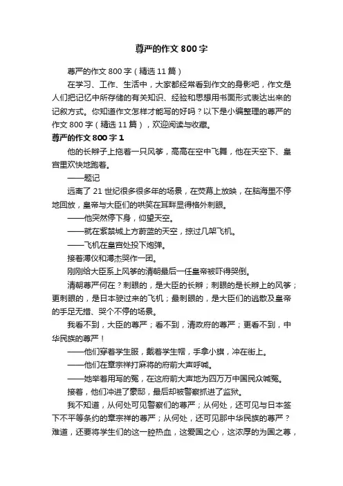尊严的作文800字