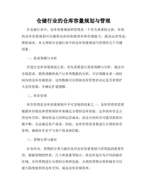 仓储行业的仓库容量规划与管理