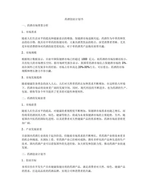 药酒创业计划书