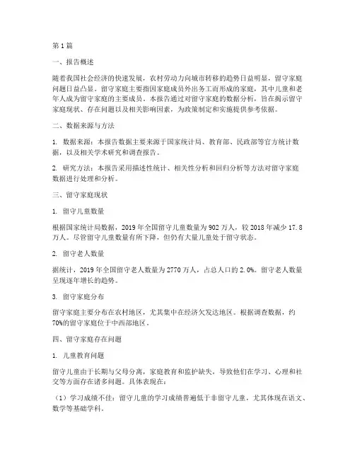 留守家庭数据分析报告(3篇)