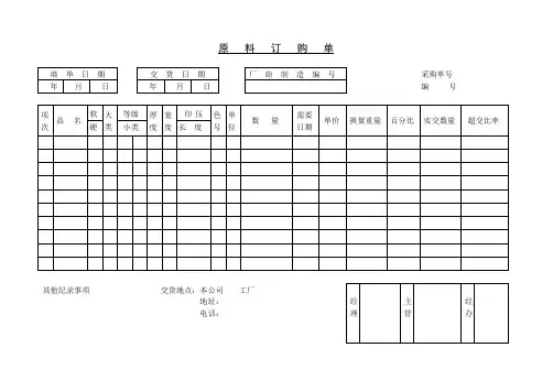 原料订购单