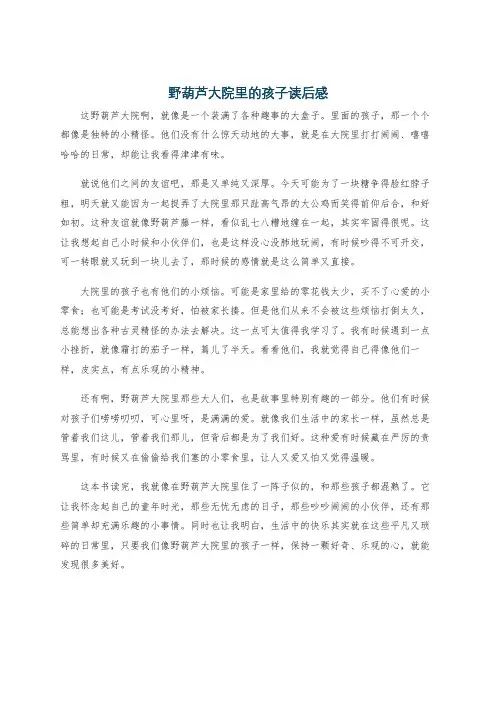 野葫芦大院里的孩子读后感