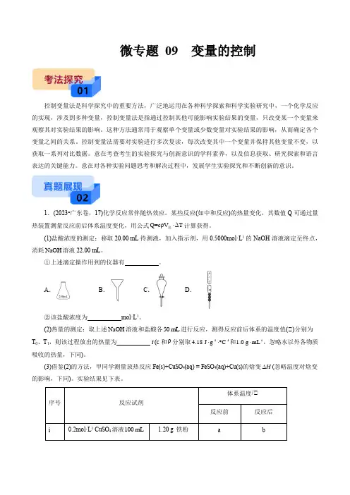微专题09变量的控制