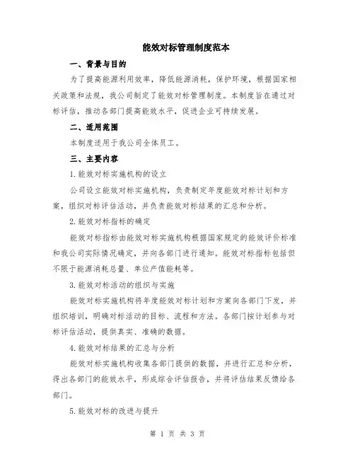 能效对标管理制度范本