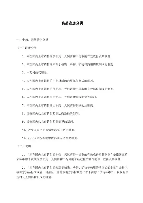 药品注册分类