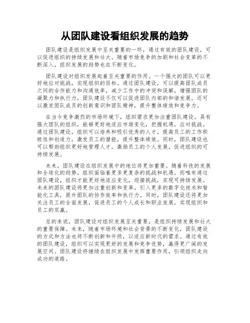 从团队建设看组织发展的趋势