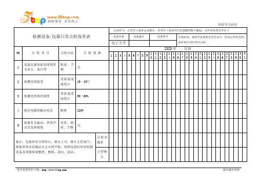 电子天平点检保养记录表