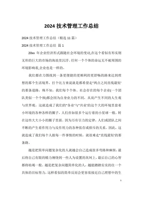 2024技术管理工作总结