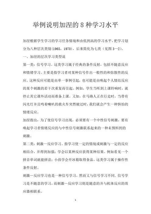 举例说明加涅的8种学习水平