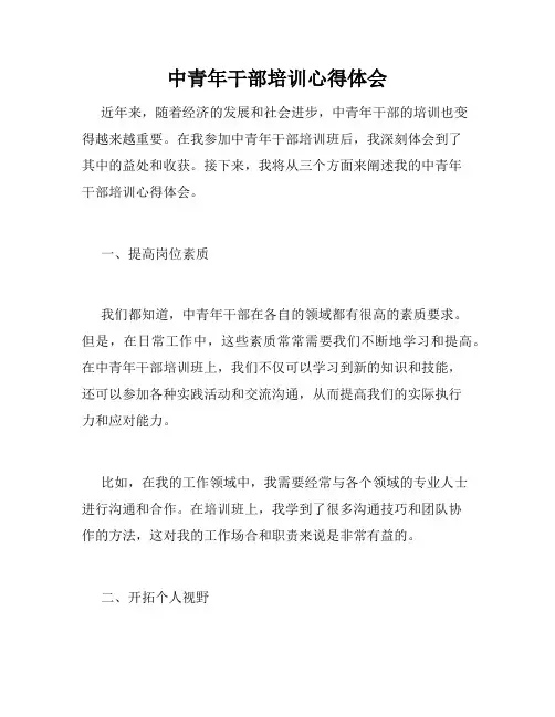 中青年干部培训心得体会