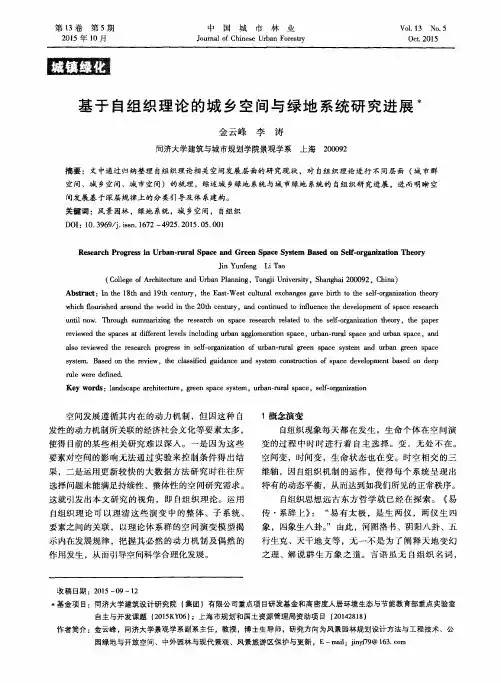 基于自组织理论的城乡空间与绿地系统研究进展