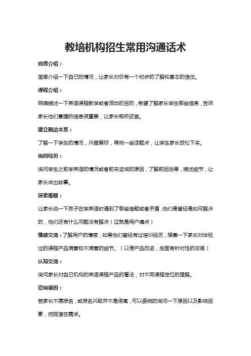 教培机构招生常用沟通话术