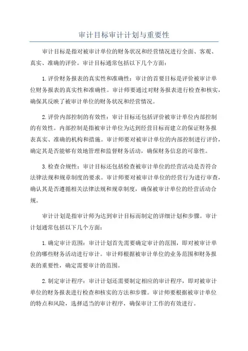 审计目标审计计划与重要性