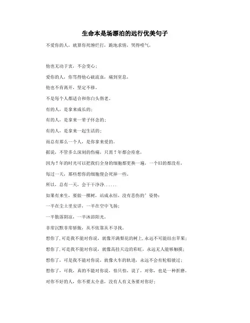 生命本是场漂泊的远行优美句子