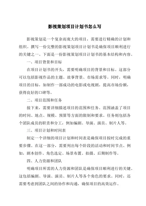 影视策划项目计划书怎么写