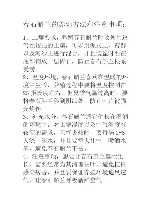 春石斛兰的养殖方法和注意事项