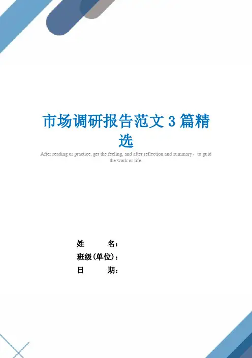市场调研报告范文3篇精选_精选