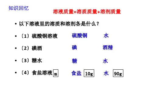 九年级化学溶液组成的定量表示优秀课件