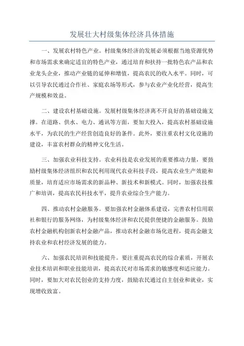 发展壮大村级集体经济具体措施