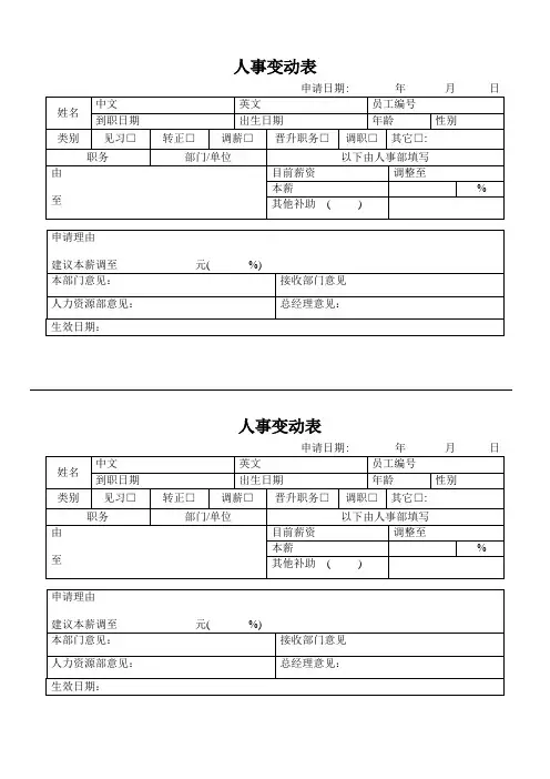 人事变动表
