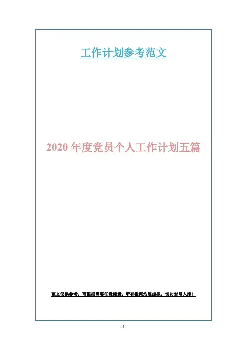 2020年度党员个人工作计划五篇