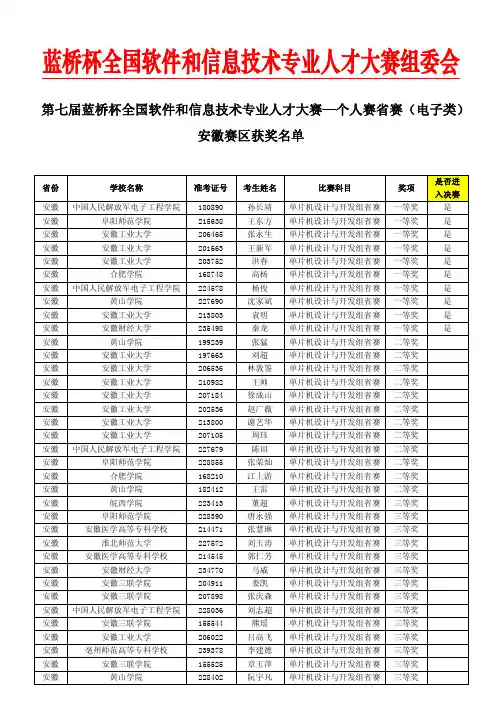 电子类-安徽赛区获奖名单