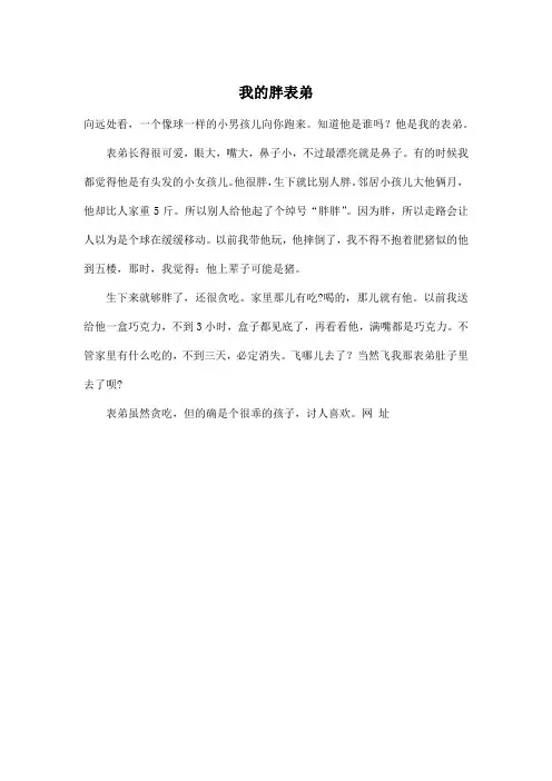我的胖表弟_小学一年级作文350字
