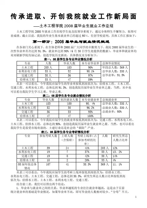 土木工程学院2008届毕业生就业工作总结(最终版)