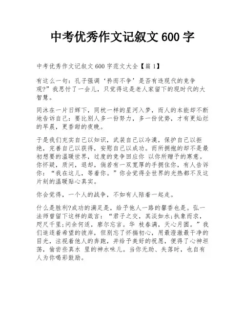 中考优秀作文记叙文600字