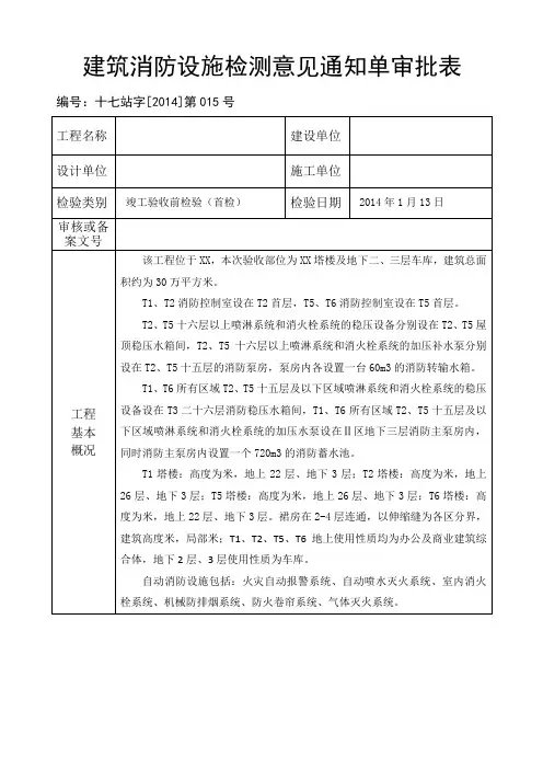 消防检测意见通知单