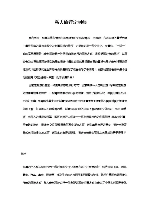高端品牌旅行社私人定制项目创业策划书【定稿完整版】