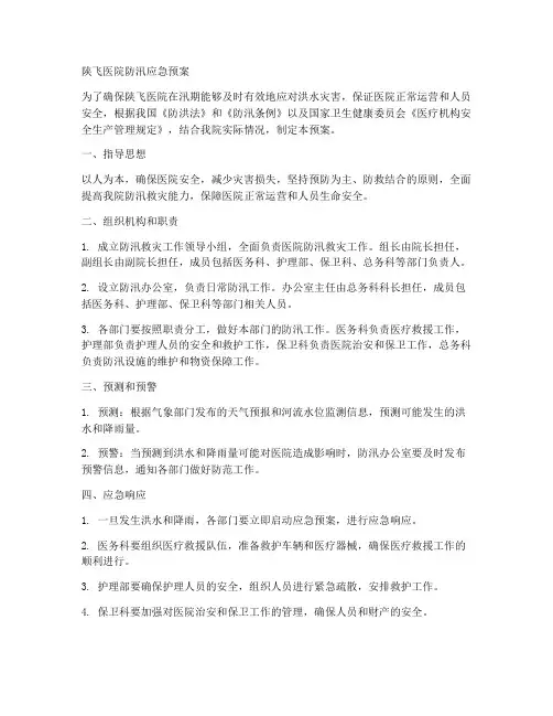 陕飞医院防汛应急预案
