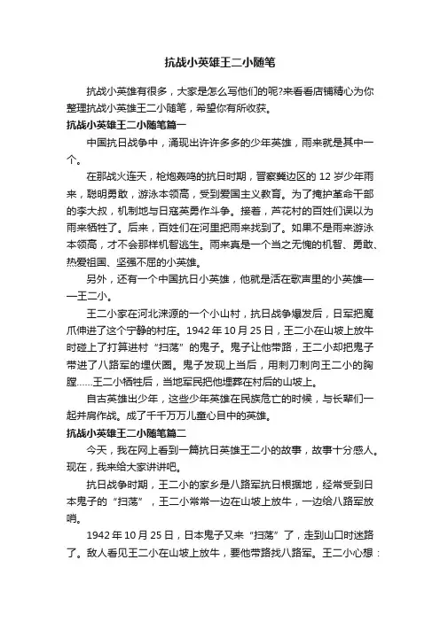 抗战小英雄王二小随笔