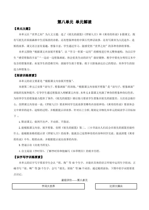 第八单元(单元解读)二年级语文下册部编版