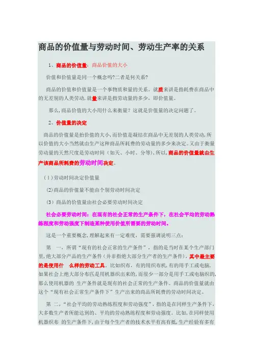 自-商品的价值量与劳动时间、劳动生产率的关系 