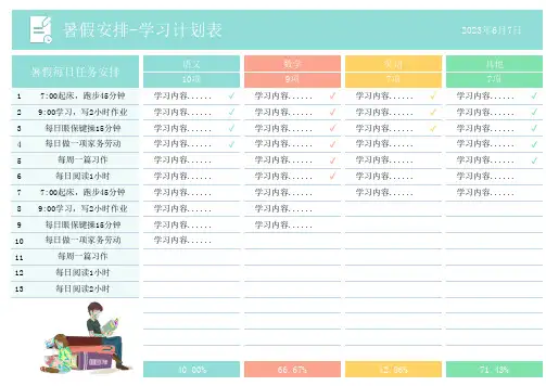 暑假安排-学习计划表