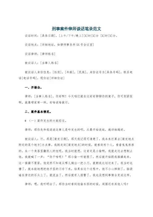 刑事案件律师谈话笔录范文